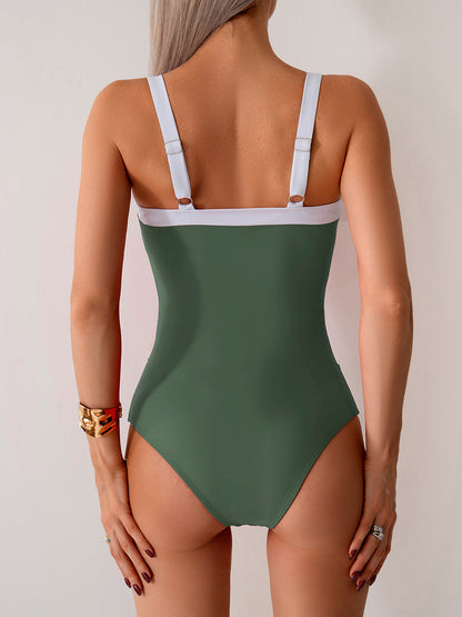 Ocevara Ocevara - Women's One Piece Swimsuits Color Block Slimming Tummy Control Bathing Suit V V-Wire - image 15