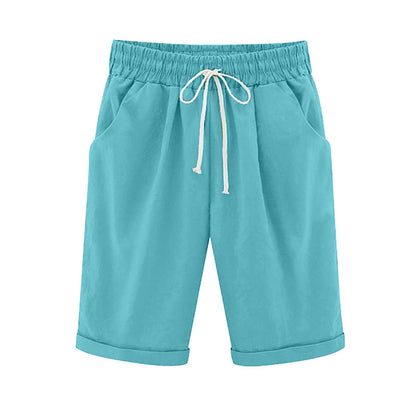 Ocevara Ocevara - Women's Elastic Waist Knee Length Casual Cotton Bermuda Shorts with Drawstring - image 3