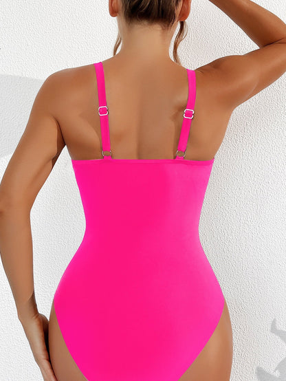 Ocevara Ocevara - Women Plus Size One Piece Swimsuit V Neck Mesh Sheer Tummy Control Bathing Suit - image 9