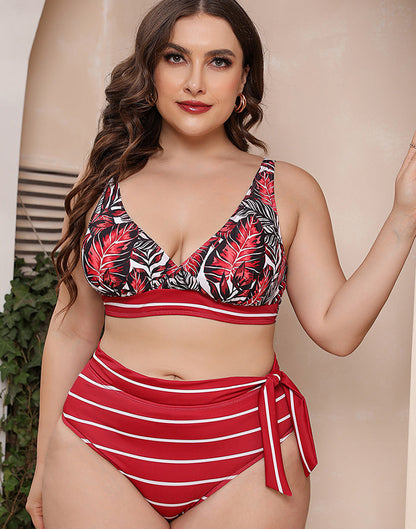 Ocevara Printed Stripe Plus Size Bikini - image 7