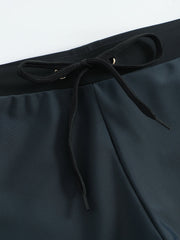Men's Solid Color Drawstring Square-Leg Swim Trunks
