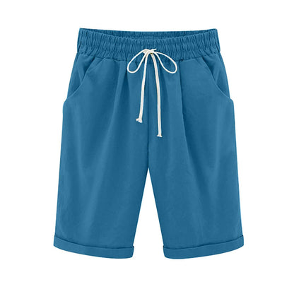 Ocevara Ocevara - Women's Elastic Waist Knee Length Casual Cotton Bermuda Shorts with Drawstring - image 13