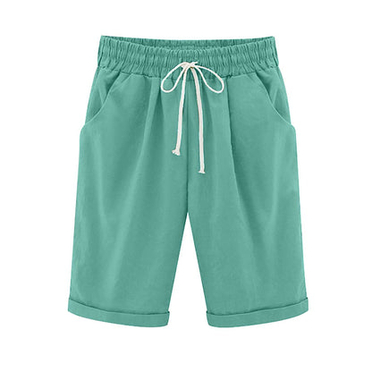 Ocevara Ocevara - Women's Elastic Waist Knee Length Casual Cotton Bermuda Shorts with Drawstring - image 9