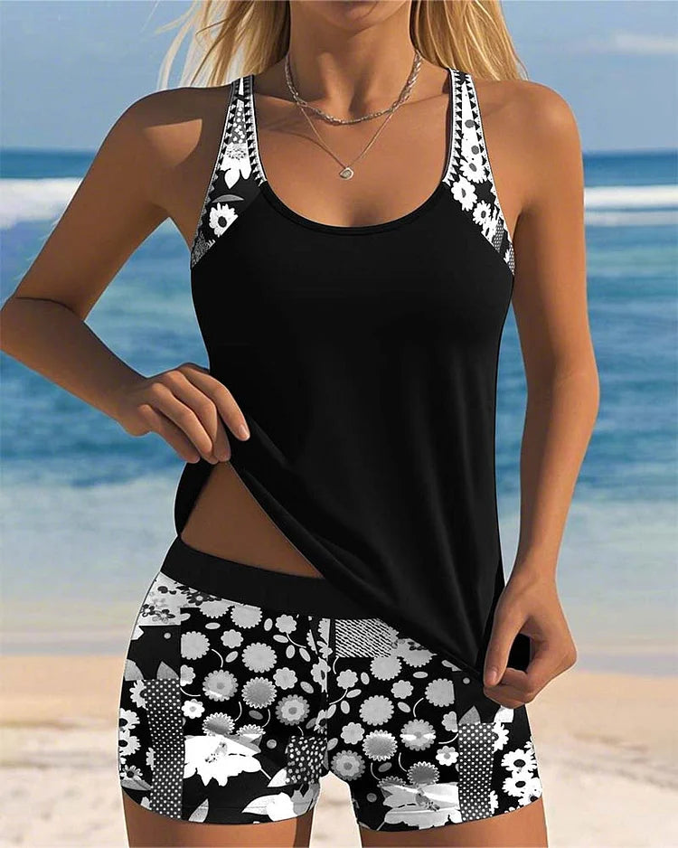 Ocevara Mid Waisted Floral Print Tankini Set - image 1
