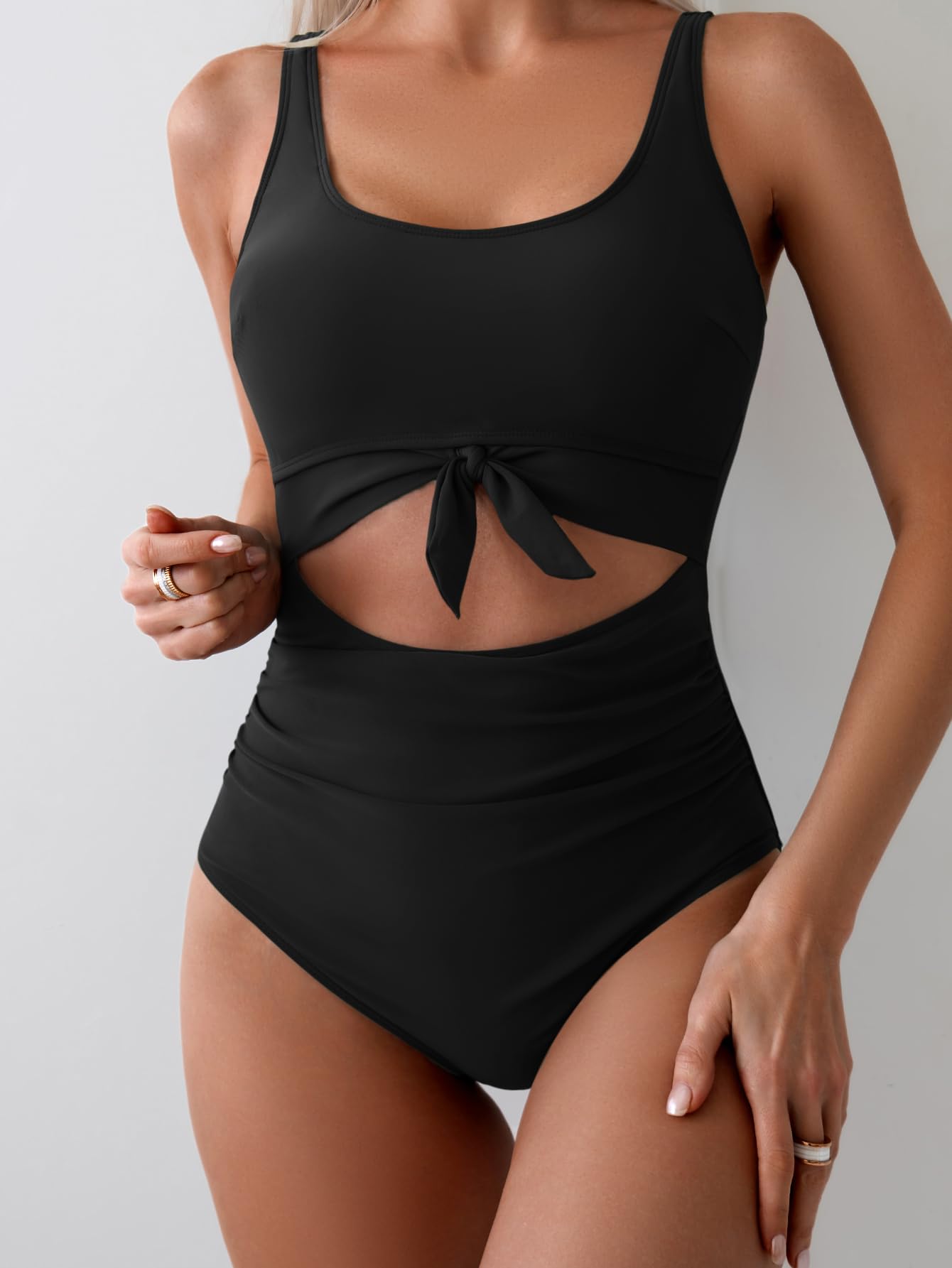 Ocevara Ocevara - Women's One Piece Swimsuit Tummy Control Slimming Bathing Suit Cutout Tie Knot - image 5