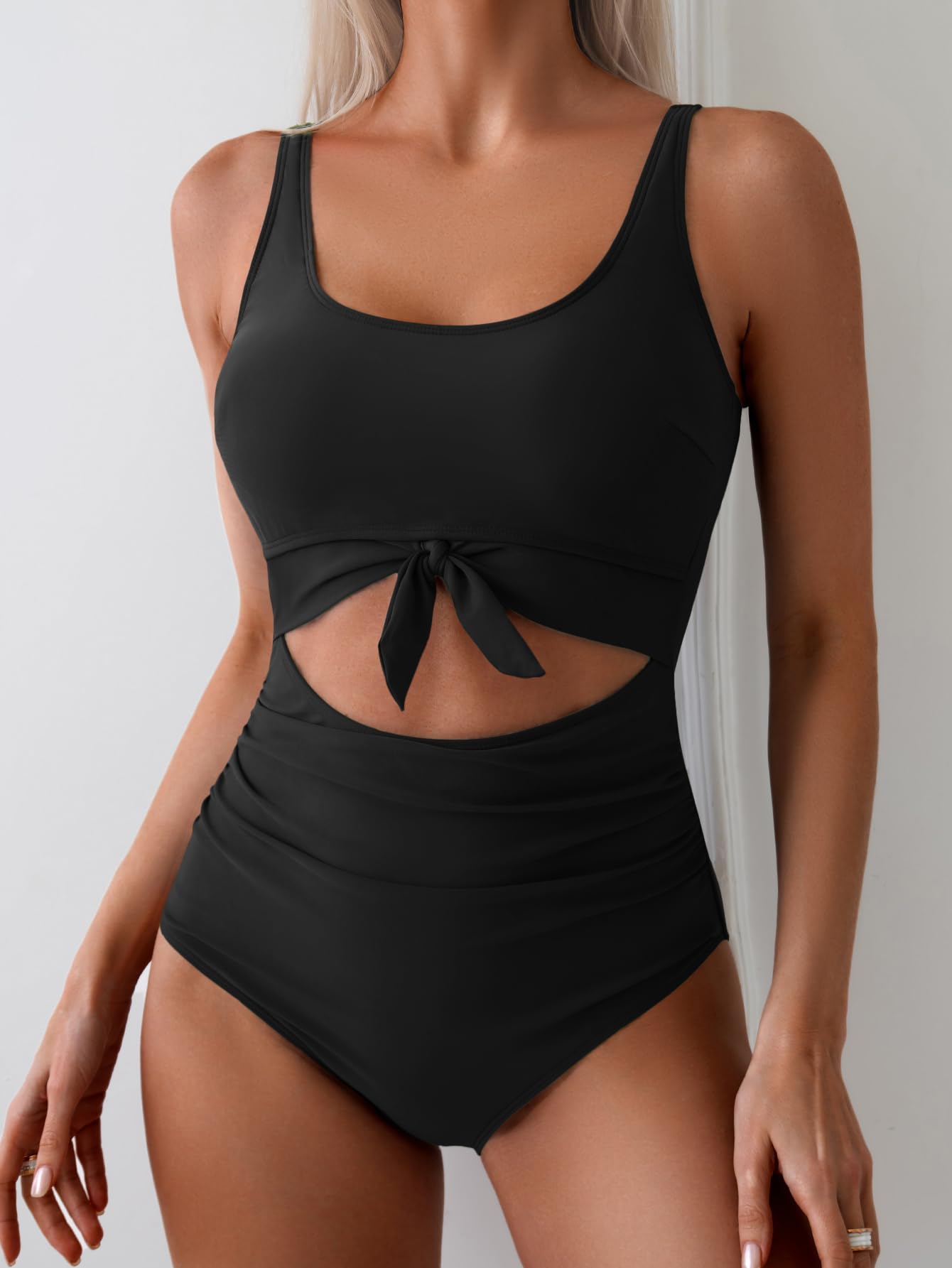 Ocevara Ocevara - Women's One Piece Swimsuit Tummy Control Slimming Bathing Suit Cutout Tie Knot - image 4