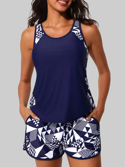 Ocevara Blouson Tankini Swimsuits for Women Tummy Control Two Piece Bathing Suits with Sporty Pockets - image 1