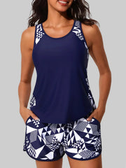 Ocevara Blouson Tankini Swimsuits for Women Tummy Control Two Piece Bathing Suits with Sporty Pockets - image 1