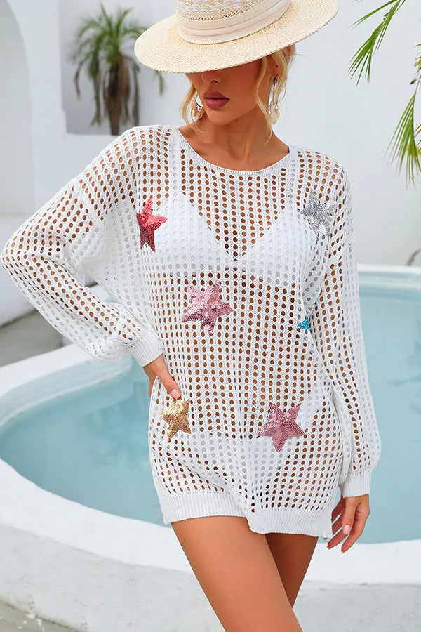 Ocevara Hollow Pentagram Design Swimsuit Cover Up - image 3