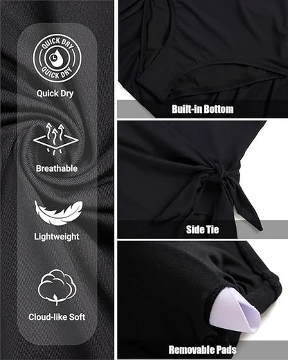 Ocevara One Piece Swim Dress for Women - One Shoulder Tummy Control Swimsuit with Skirt - image 13
