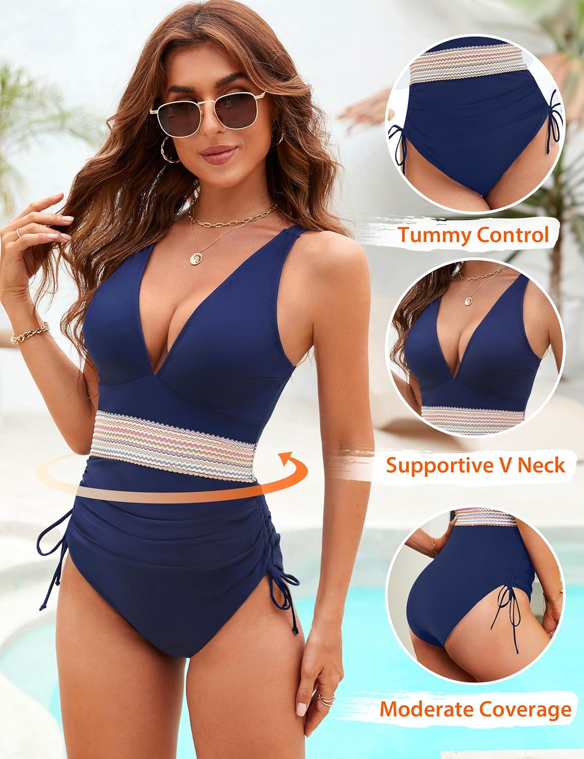 Ocevara Ocevara - Women Tummy Control Swimsuits One Piece Slimming Modest Bathing Suit Color Block - image 35