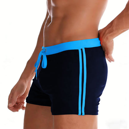 Men's Slim Fit Drawstring Square-Leg Swim Trunks
