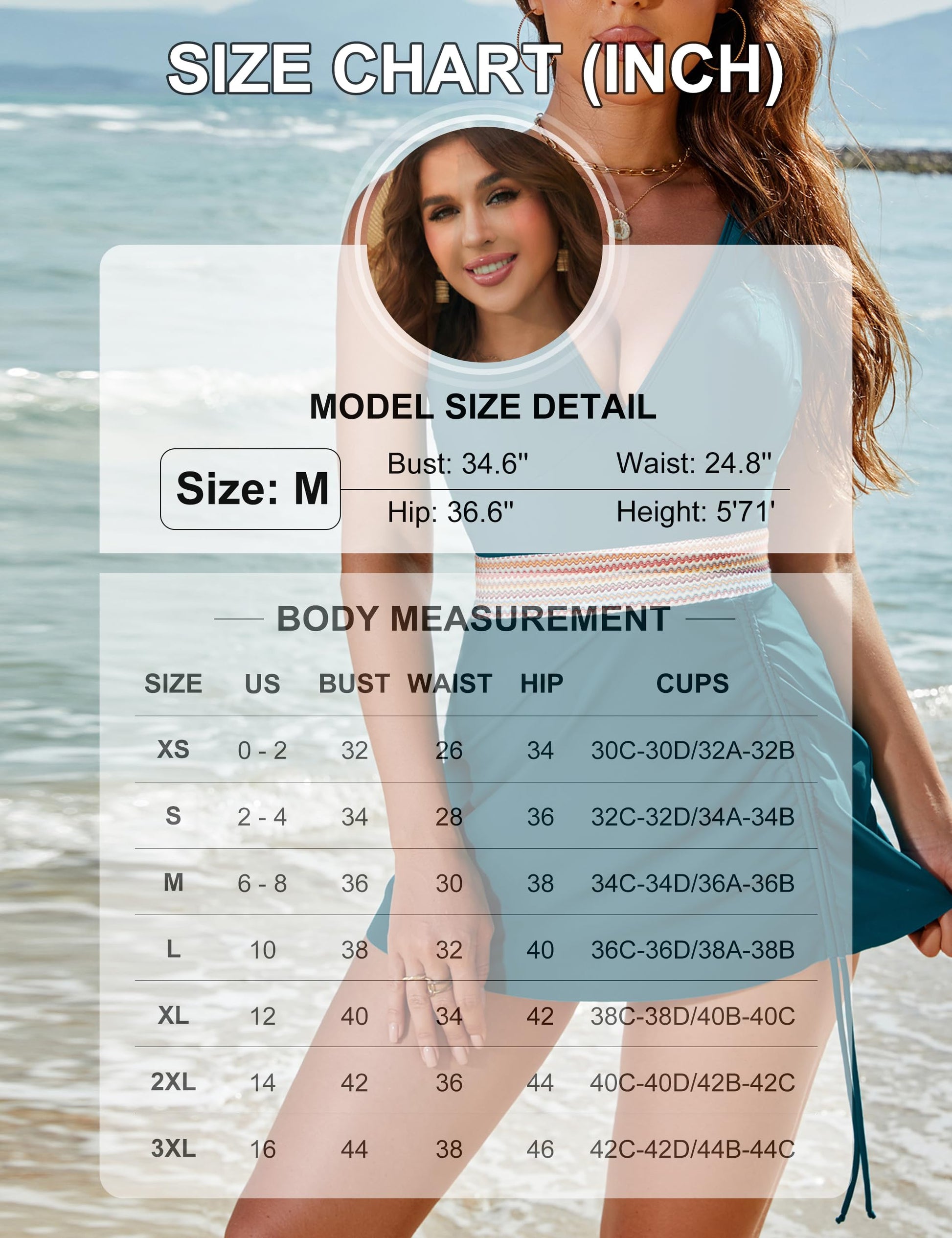Ocevara Ocevara - Women One Piece Swim Dress Tummy Control Swimsuits Slimming Color Block Drawstring - image 17