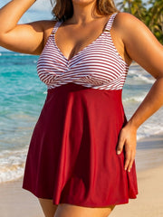 Striped Bust Plus Size Swimdress