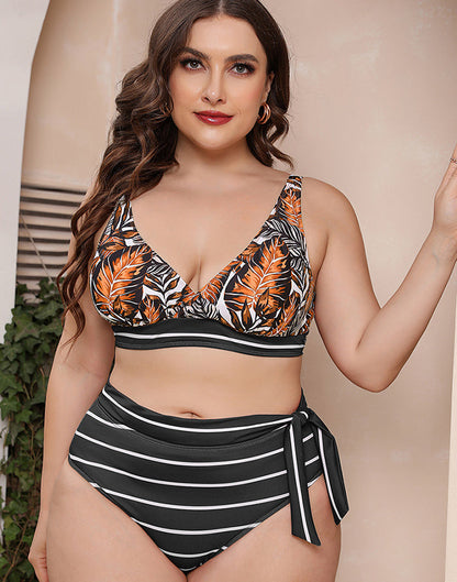 Ocevara Printed Stripe Plus Size Bikini - image 4