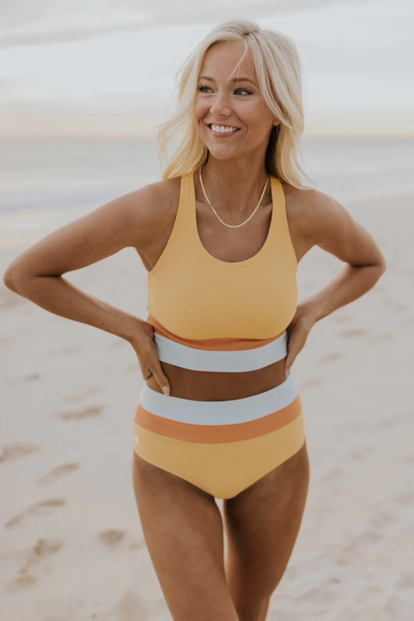 Ocevara High Waist Colorblock Marine Cut Back Crop Bikini Set - image 4