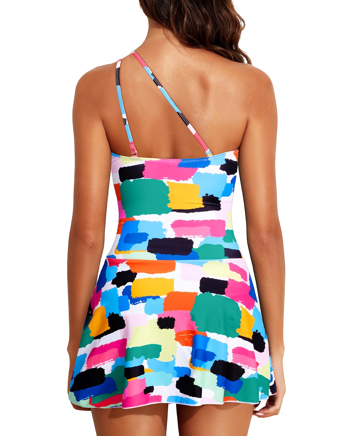 Ocevara Ocevara - Women One Piece Swim Dress One Shoulder Swimsuit with Skirt - image 2