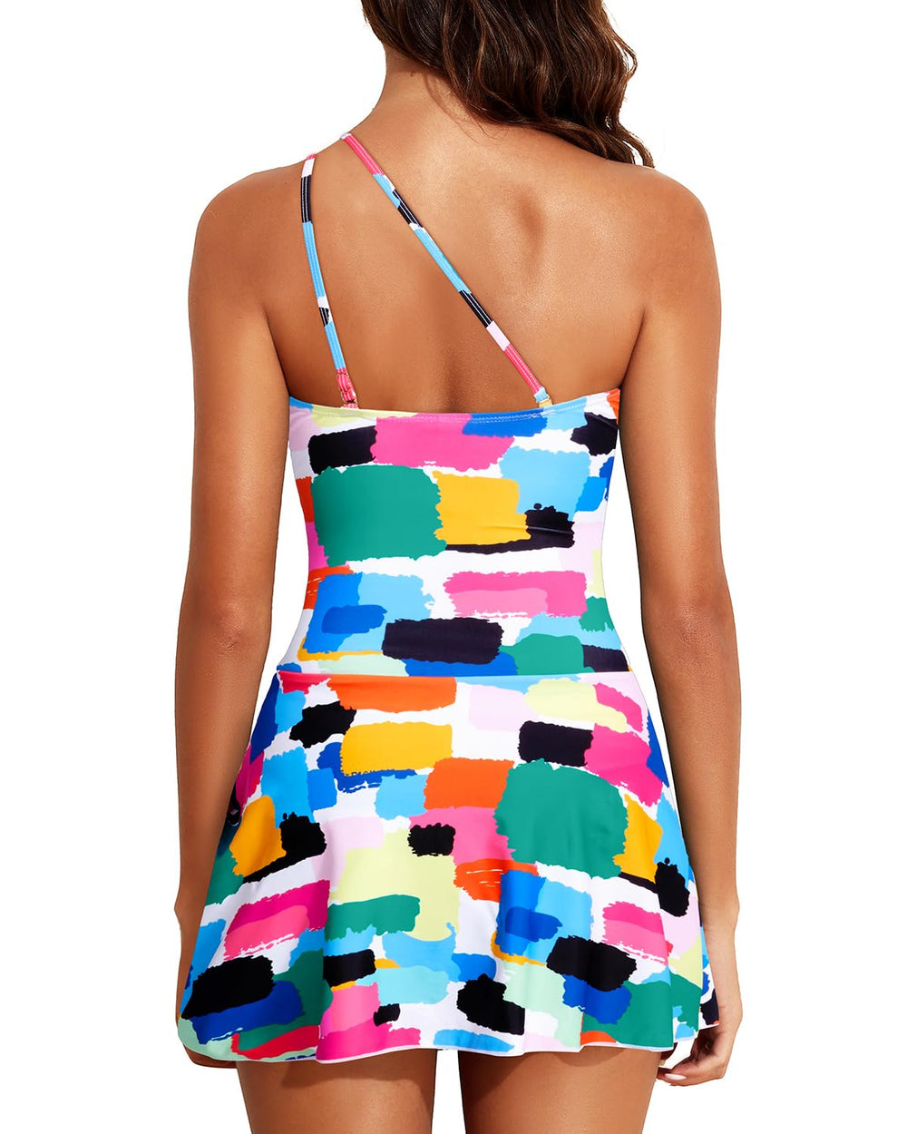 Ocevara Ocevara - Women One Piece Swim Dress One Shoulder Swimsuit with Skirt - image 2