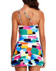 Ocevara Ocevara - Women One Piece Swim Dress One Shoulder Swimsuit with Skirt - image 2