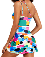 Ocevara Ocevara - Women One Piece Swim Dress One Shoulder Swimsuit with Skirt - image 4
