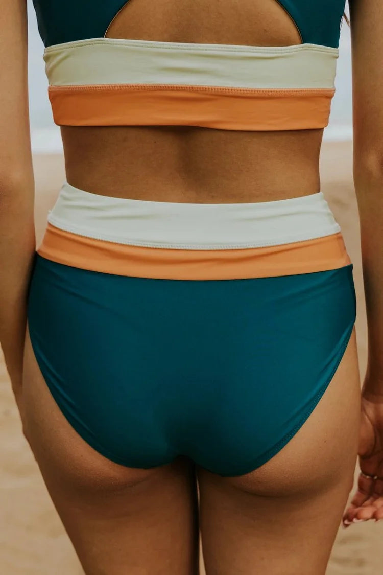 Ocevara High Waist Colorblock Marine Cut Back Crop Bikini Set - image 30