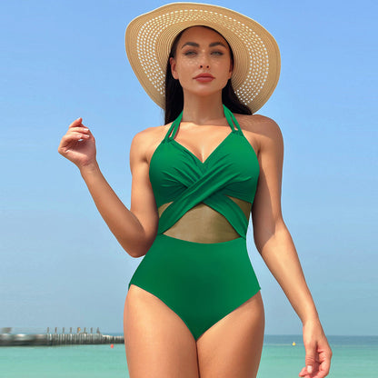 Ocevara Ocevara - Women's One Piece Swimsuits Mesh Tummy Control High Waisted Bathing Suit Wrap Tie - image 15