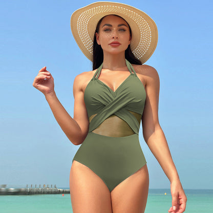 Ocevara Ocevara - Women's One Piece Swimsuits Mesh Tummy Control High Waisted Bathing Suit Wrap Tie - image 9