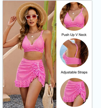 Ocevara Ocevara - Women's High Waisted Bikini Sets Tummy Control Swim Skirt Two Piece Swim Suit - image 34
