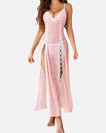 Ocevara Sexy Mesh V Neck Side Split Nightdress - image 3
