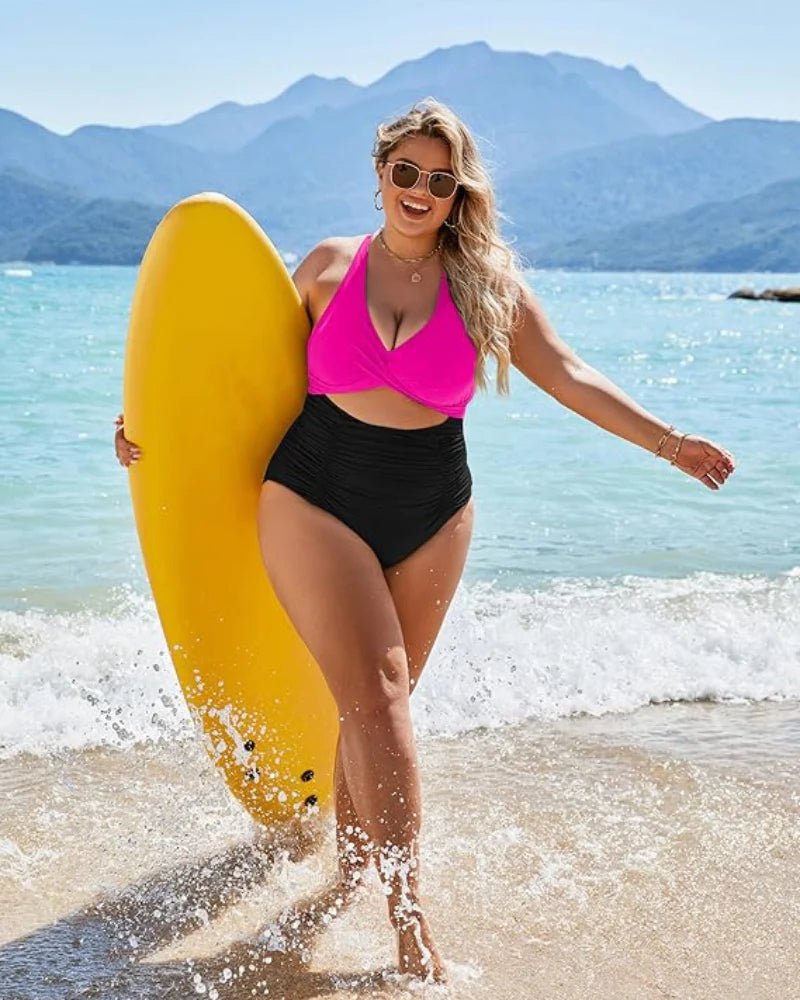Ocevara Ocevara - Women's One Piece Swimsuits Push Up Tummy Control Bathing Suits V Neck Cutout Modest - image 28