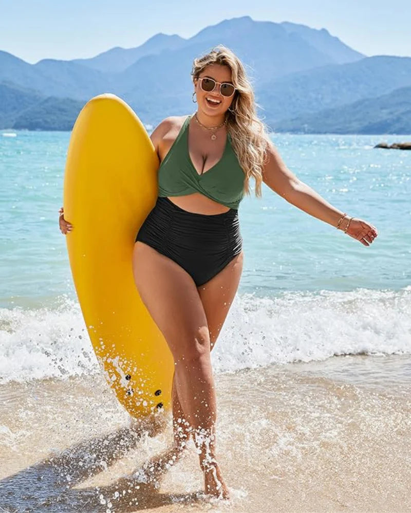 Ocevara Ocevara - Women's One Piece Swimsuits Push Up Tummy Control Bathing Suits V Neck Cutout Modest - image 31