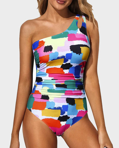Ocevara Ocevara - One Shoulder One Piece Swimsuit for Women Tummy Control Bathing Suits - image 4