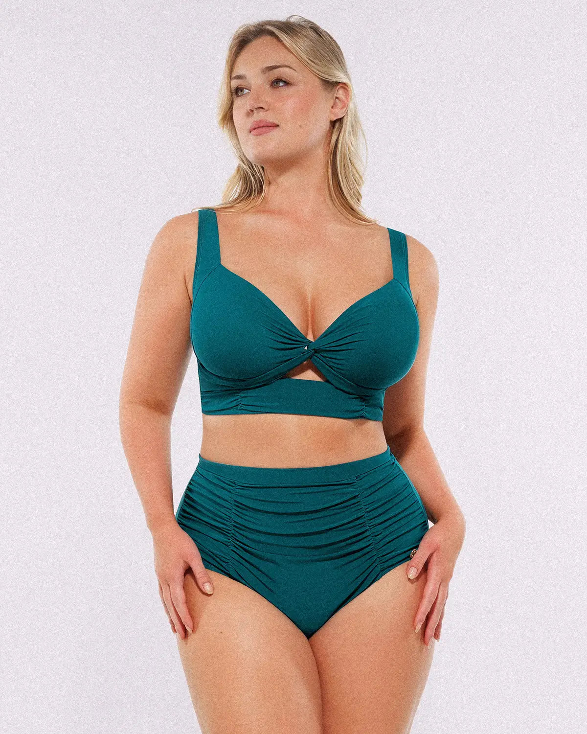 Twist-Front High-Waisted Tummy Control Bikini Set
