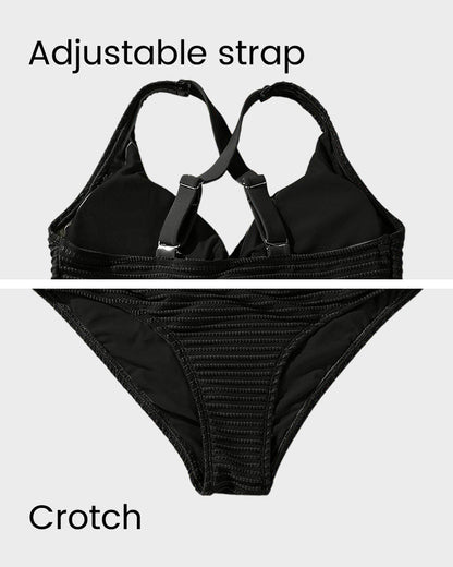Ocevara Ocevara - Textured Knot-Front High-Waisted Bikini Set - image 21