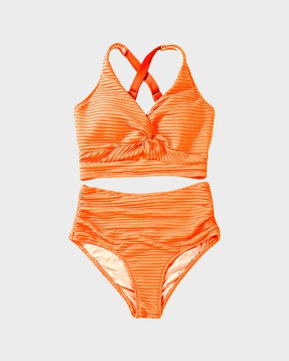 Ocevara Ocevara - Textured Knot-Front High-Waisted Bikini Set - image 24