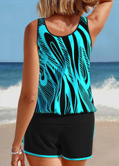 Ocevara Patchwork Geometric Print Mint Green Tankini Set - image 3