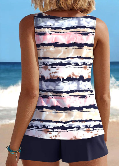 Ocevara Cut Out Striped Navy Tankini Set - image 3