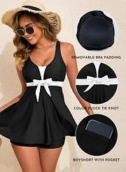 Ocevara Women Printed Two Piece Tankini Swimsuits Tummy Control Swim Dress High Waisted Boyshort with - image 7
