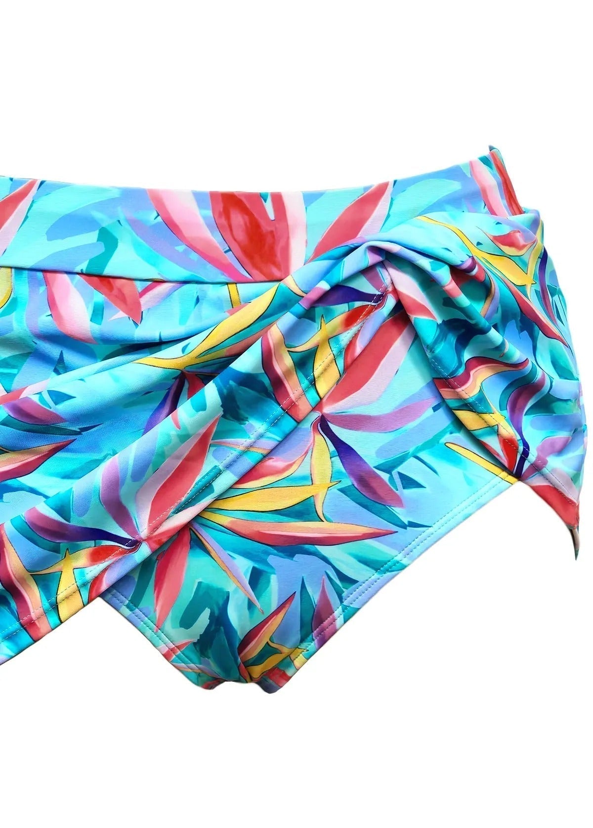 Ocevara Mid Waisted Leaf Print Cyan Tankini Set - image 7