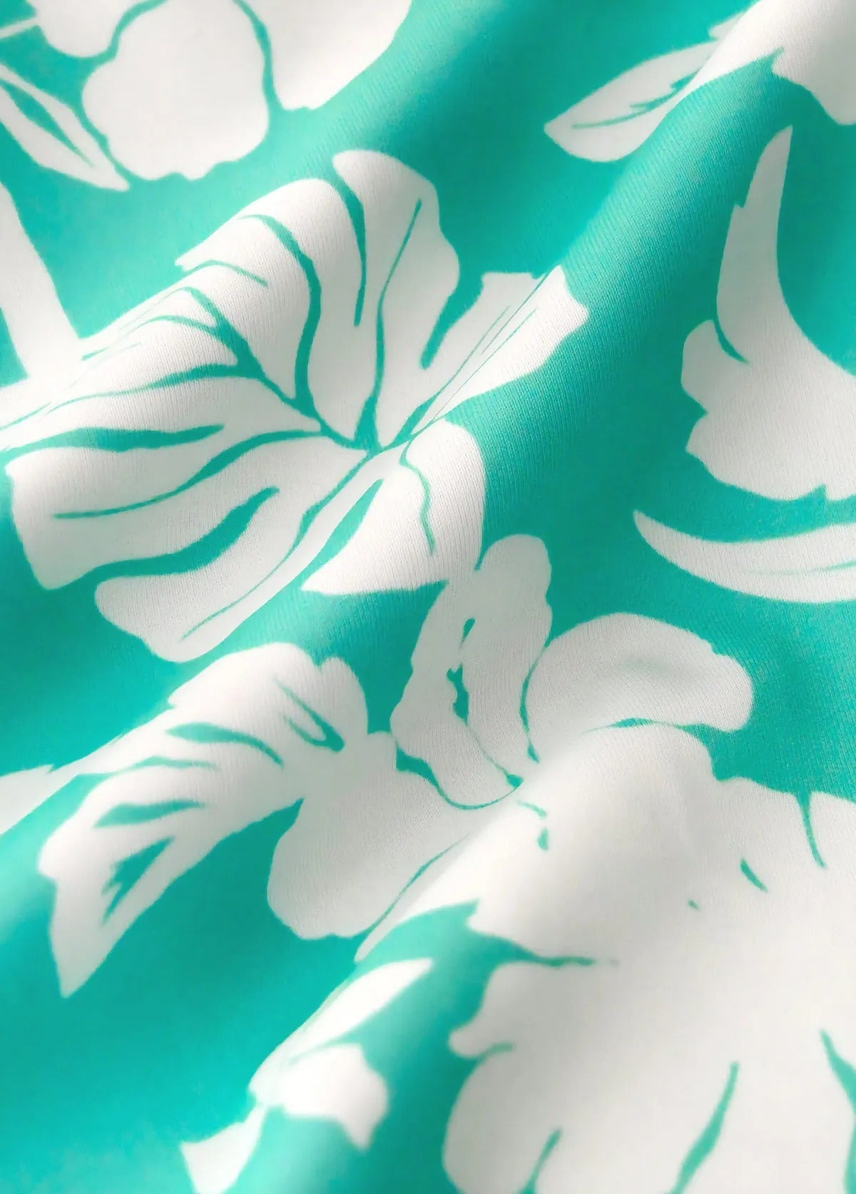 Ocevara Mid Waisted Floral Print Cyan Tankini Set - image 5