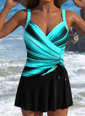 Ocevara Drawstring Cyan Ombre One Piece Swimdress - image 1